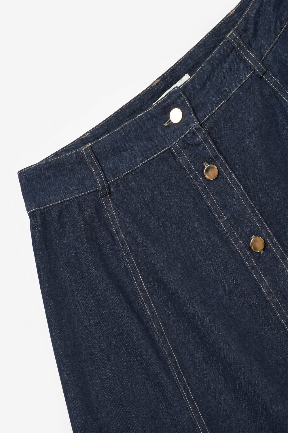 Brut Button Front Denim Midi Skirt