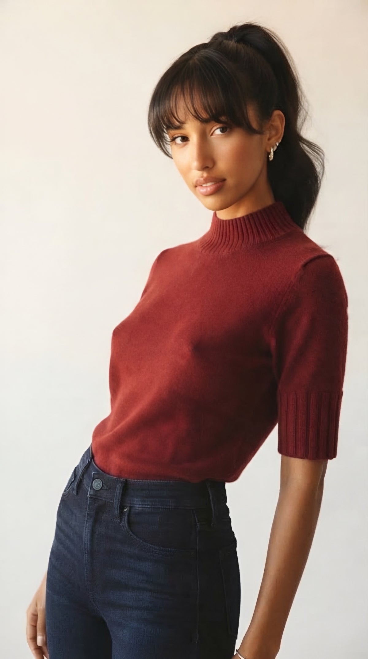 Hausse Chunky Ribbed High Collar Sweater