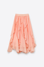 Celeste Ruffle Tiered Asymmetrical Midi Skirt