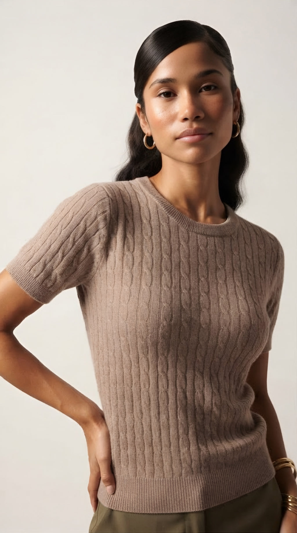 Câble Fine Knit Crew Neck