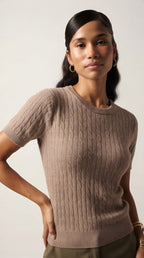 Câble Fine Knit Crew Neck
