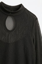 Résille Mesh Mock Neck Bodysuit