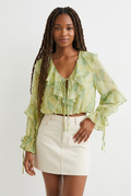 Feuille Ruffled Tie-Front Blouse