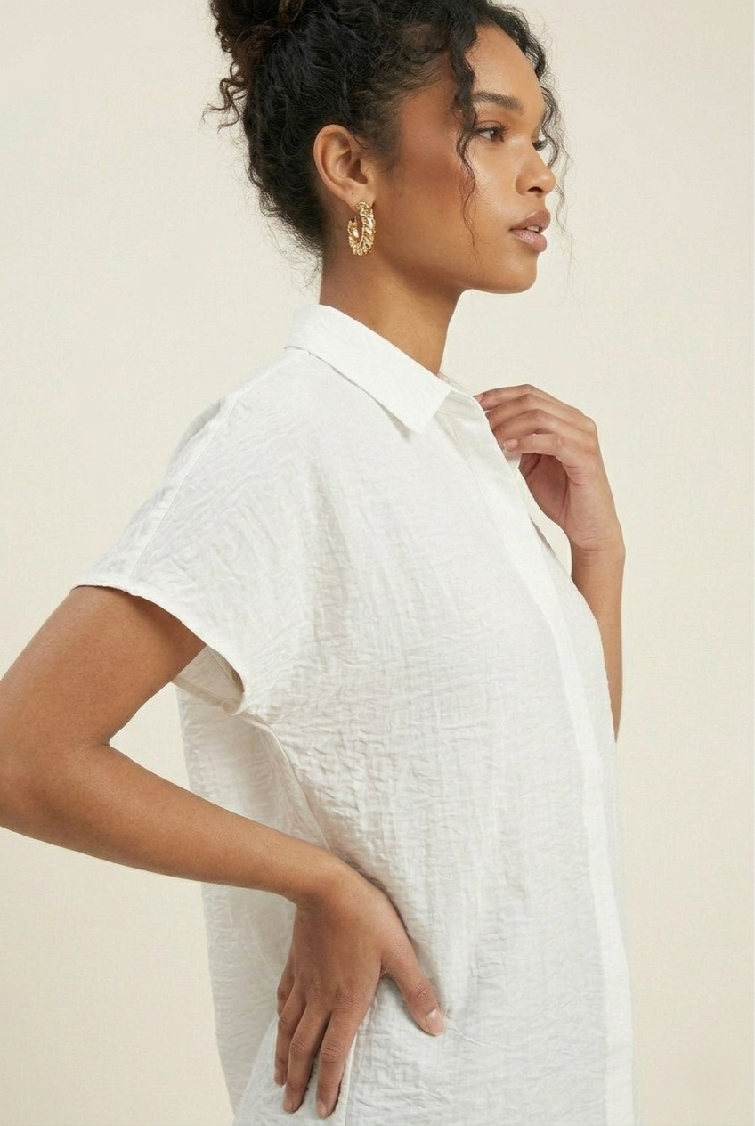 Crêpe Textured Collared Shirt