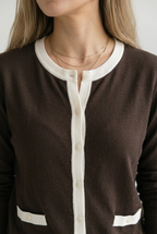 Galon Contrast Trim Cardigan