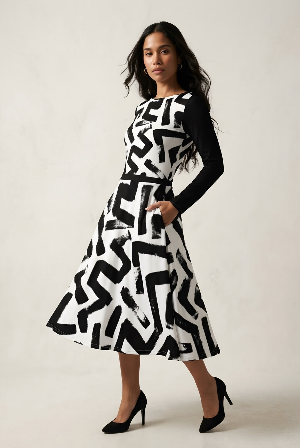 Éclat Zigzag Midi Dress