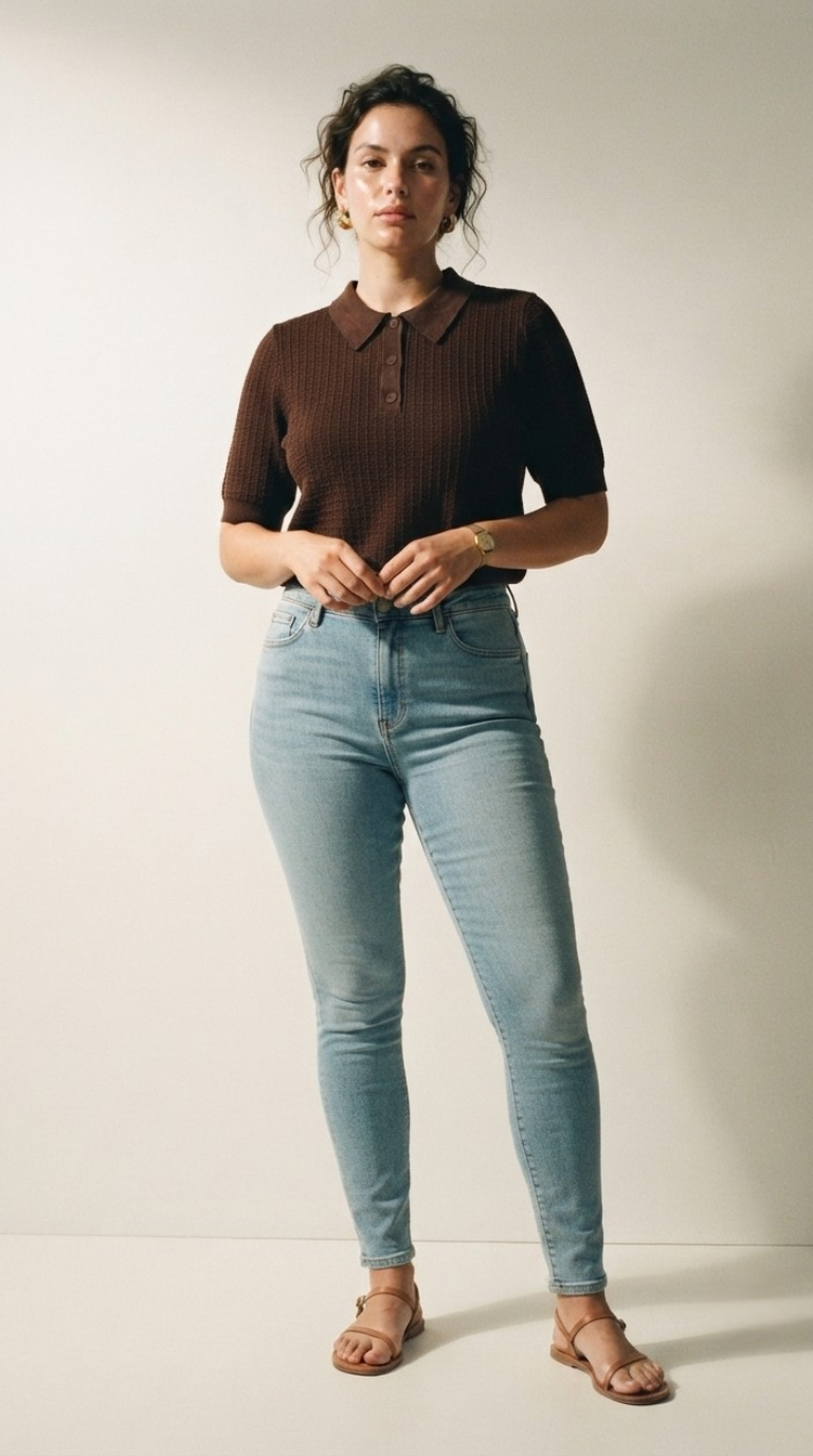 Tricot Textured Knit Polo Shirt