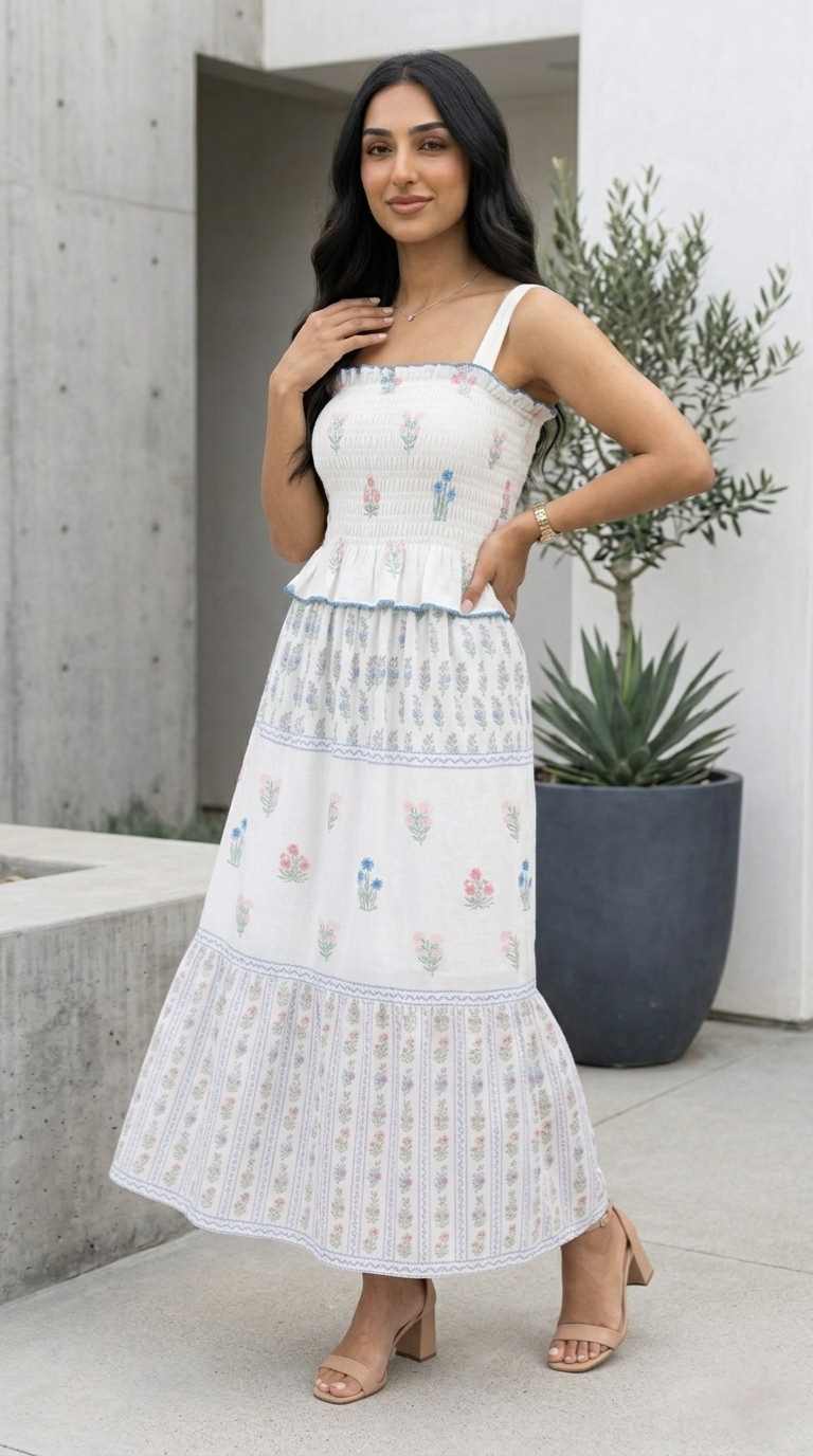 Printanier Mixed Floral Midi Dress