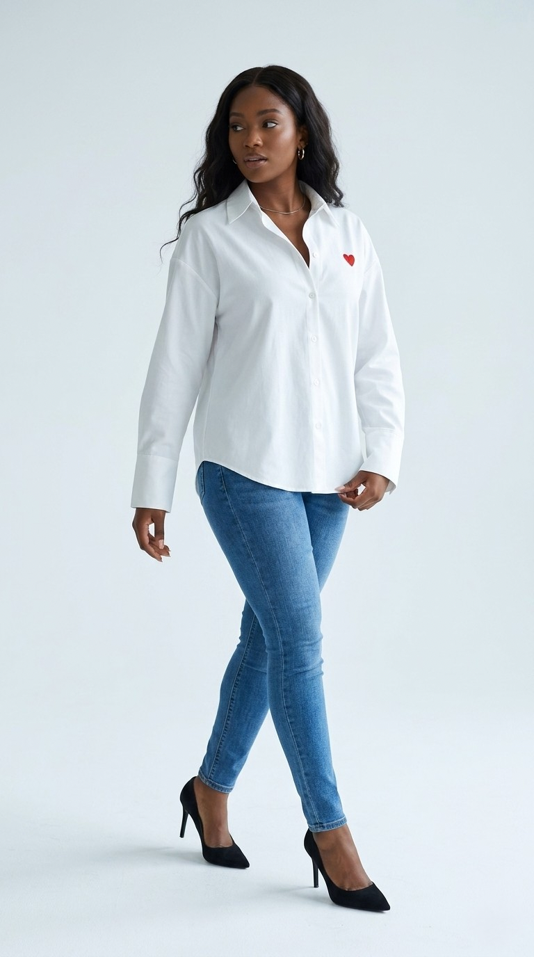 Cœur Embroidered Button Shirt