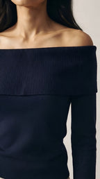Bardot Ribbed Off Shoulder Sweater
