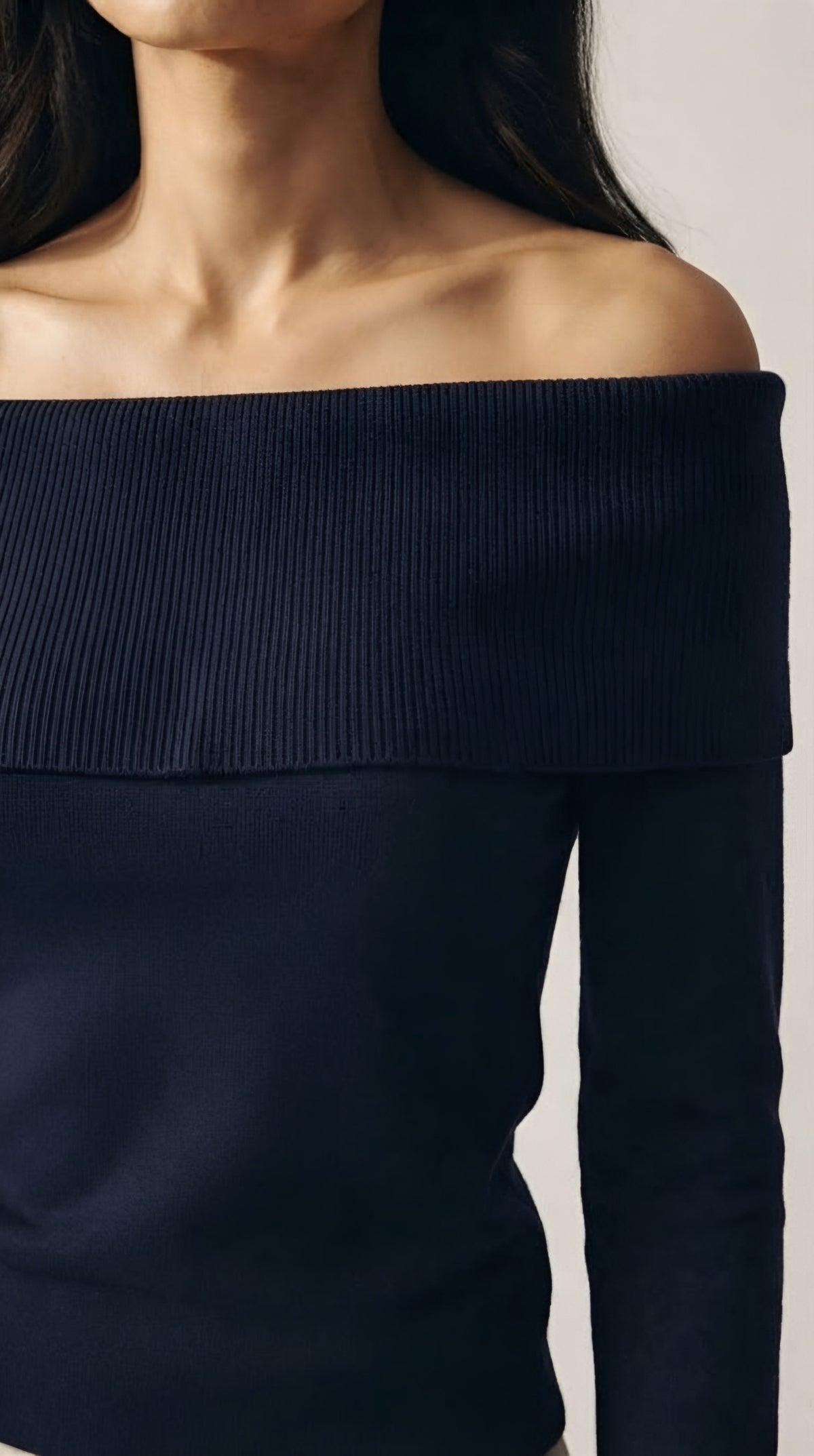 Bardot Ribbed Off Shoulder Sweater