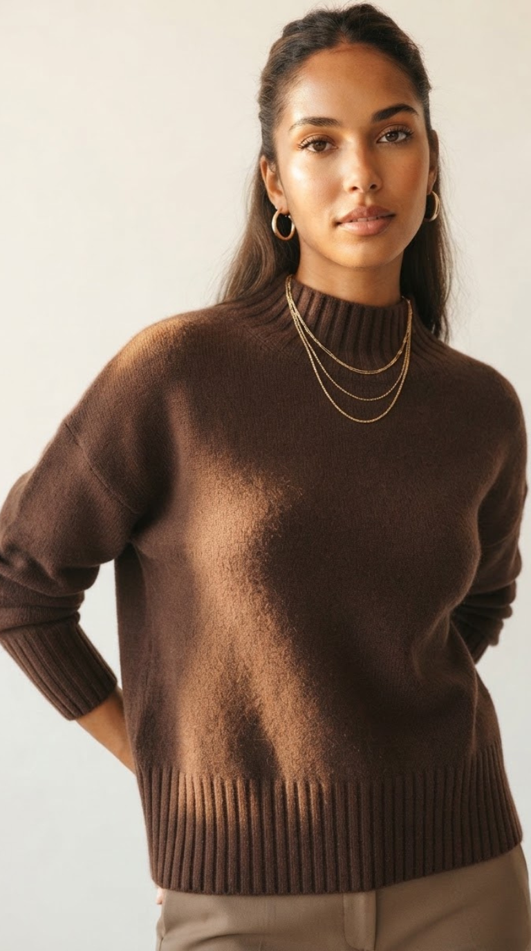 Tourelle High Collar Knit Sweater