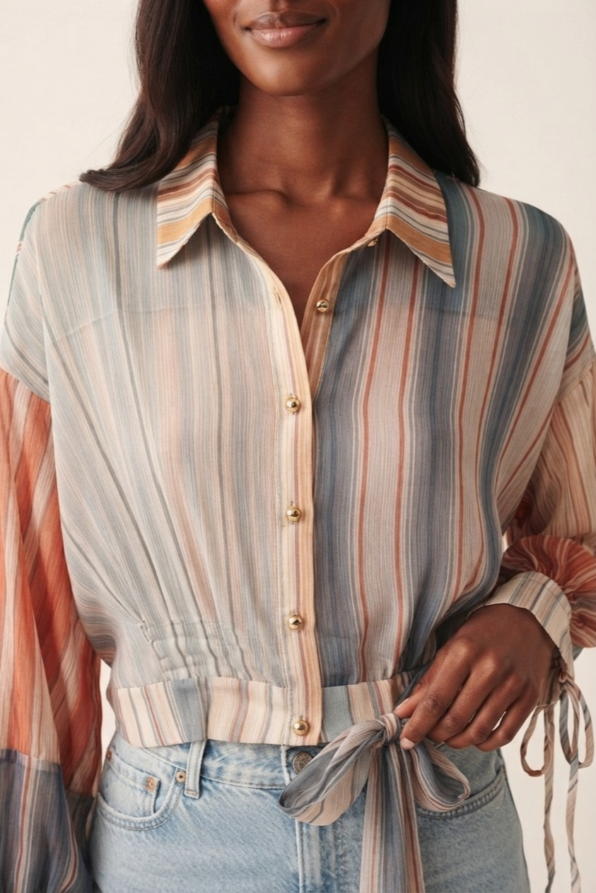 Irisé Stripe Chiffon Blouse