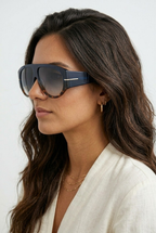 Marin Navy Tortoiseshell Shield Sunglasses
