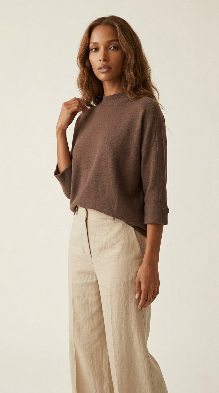 Nacelle Button Sleeve Knit Sweater