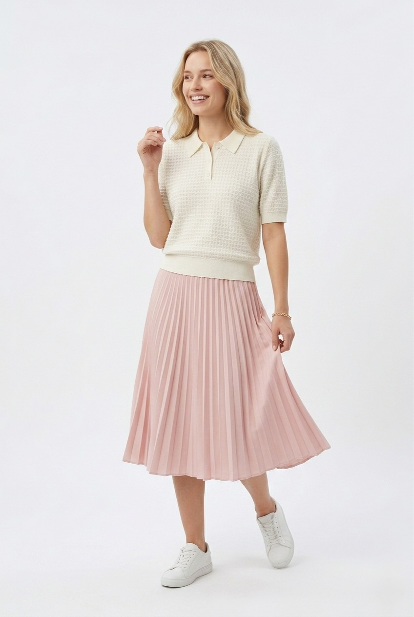 Tricot Textured Knit Polo Shirt