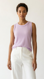 Alvéole Lilac Round Neck Waffle Tank