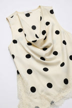 Lunaire Polka Dot Satin Top