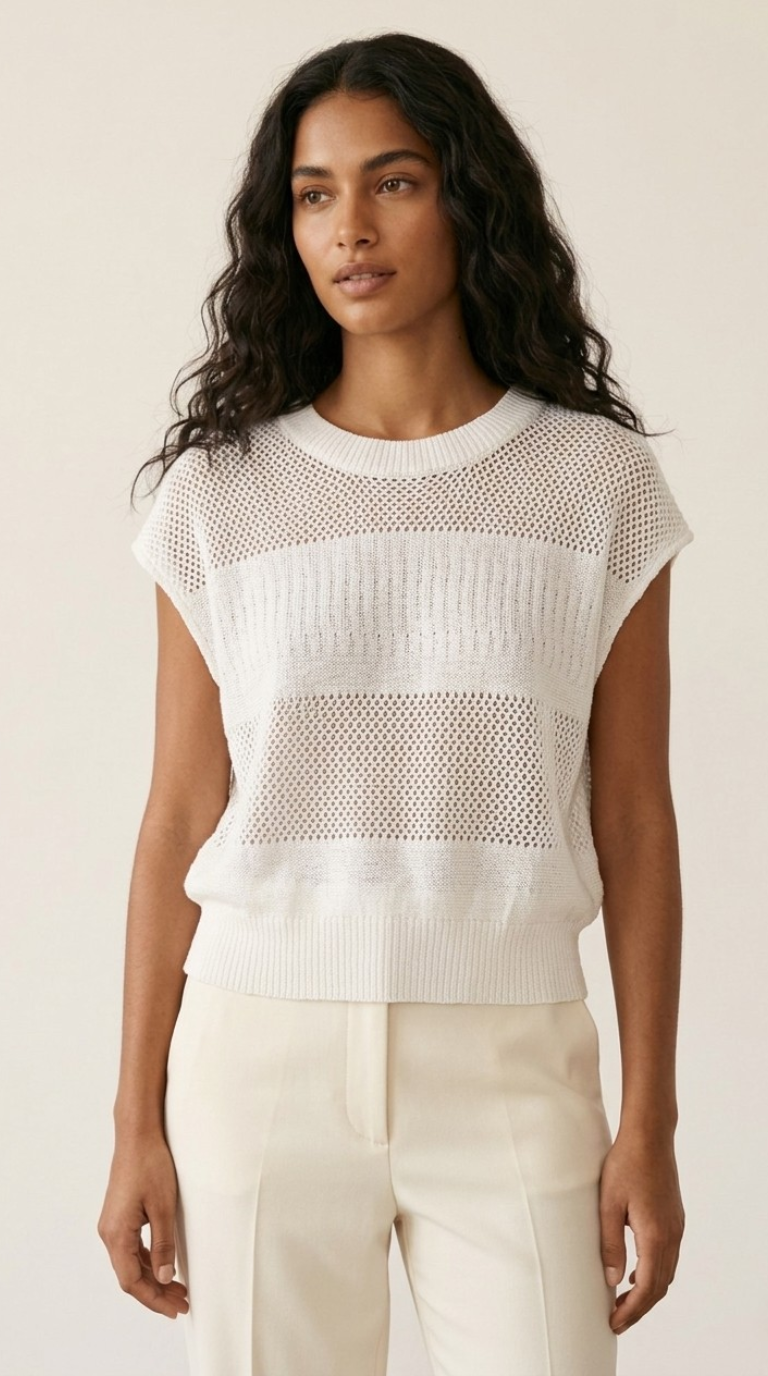 Treillis Cap Sleeve Sweater