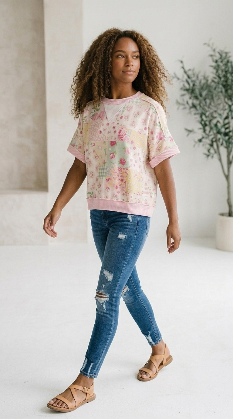 Brio Patchwork Relaxed Tee