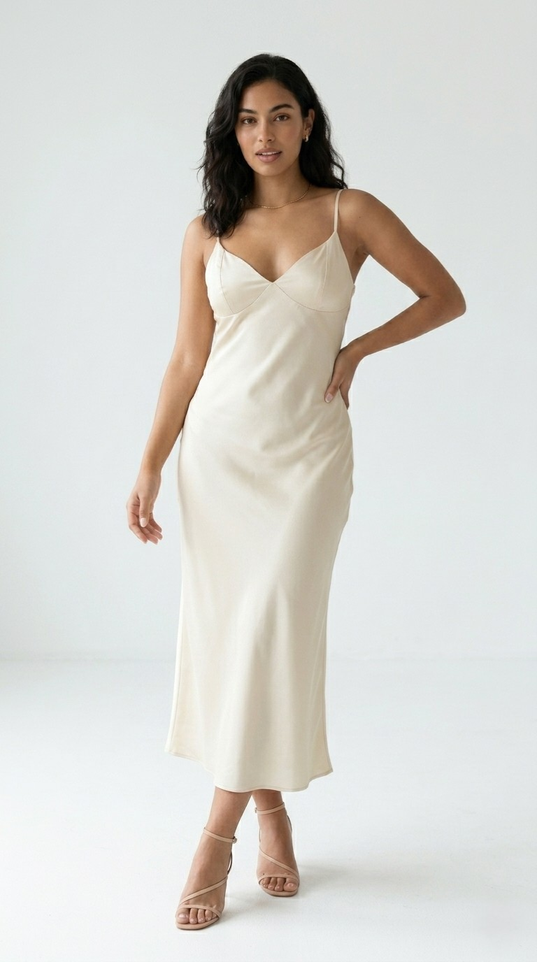 Ivoire Satin Slip Dress