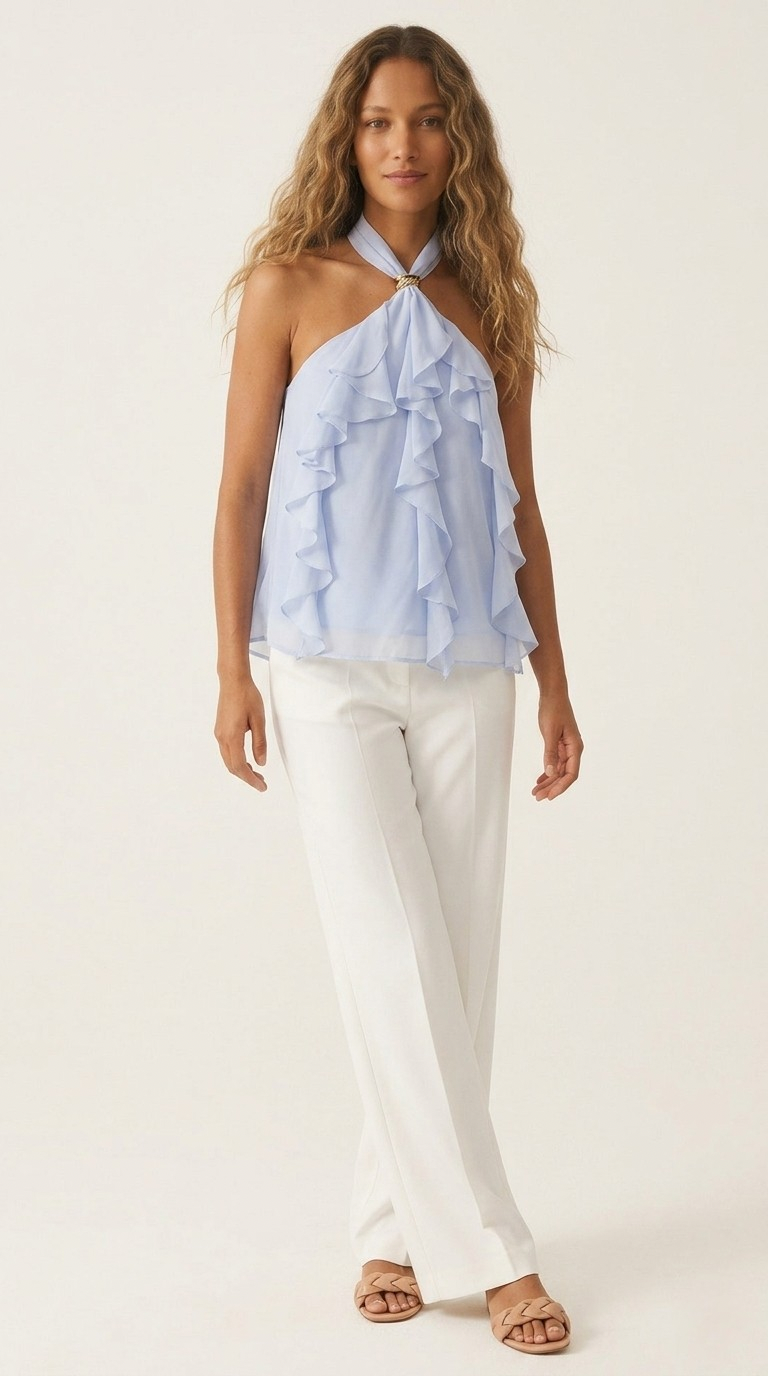 Anneau Ruffle Halter Top