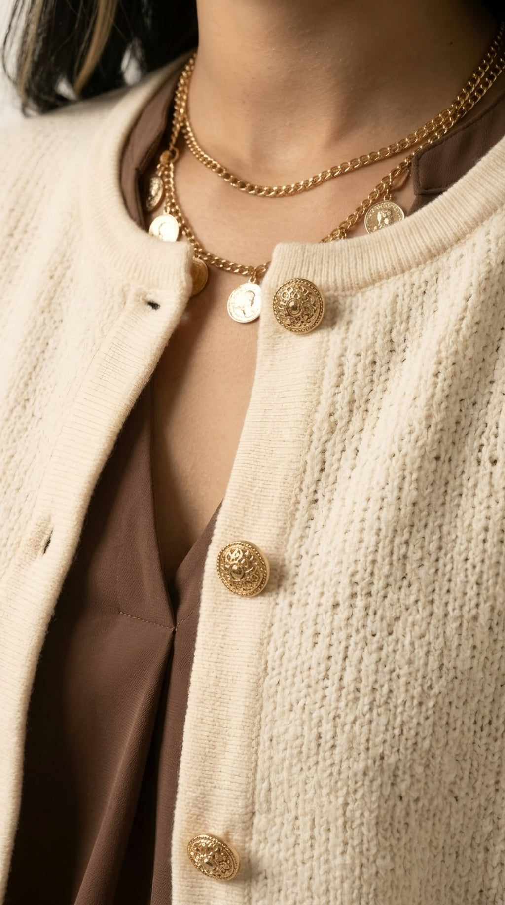 Dorée Gold Button Cardigan