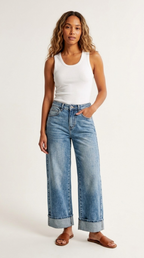 Tonneau Wide Leg Cuffed Jeans