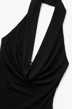 Cascade Cowl Neck Halter Bodysuit