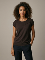 Nervuré Brown Cap Sleeve Knit Sweater
