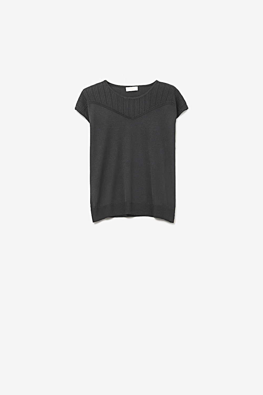Nervuré Black Cap Sleeve Knit Sweater