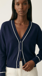 Contour Navy Contrast Trim Cardigan