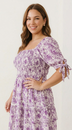 Lilas Floral Smocked Babydoll Dress