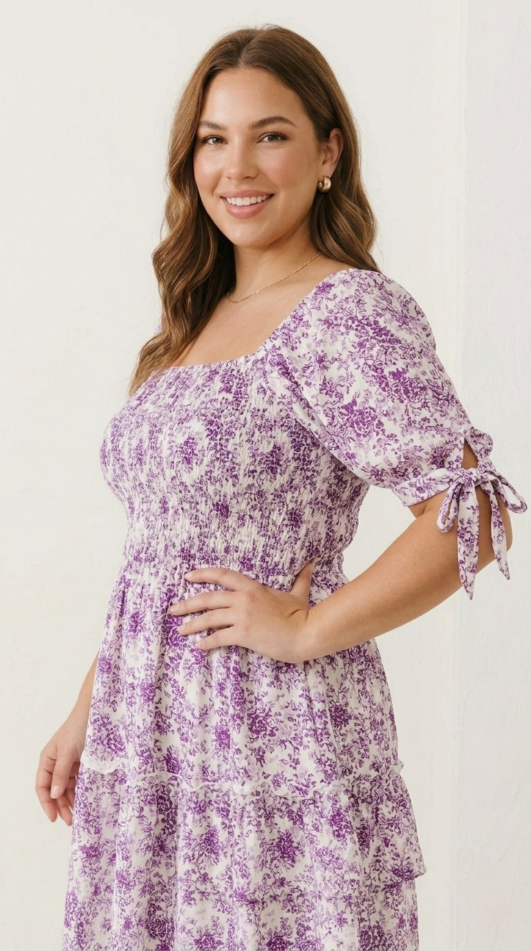 Lilas Floral Smocked Babydoll Dress