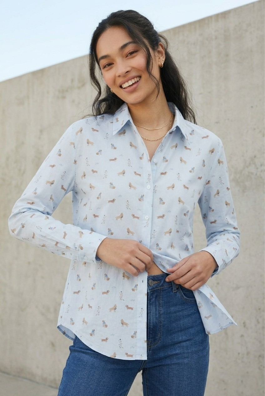 Caniche Dog Print Button Shirt