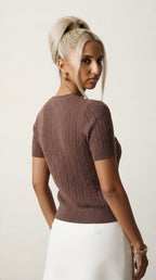 Câble Fine Knit Crew Neck