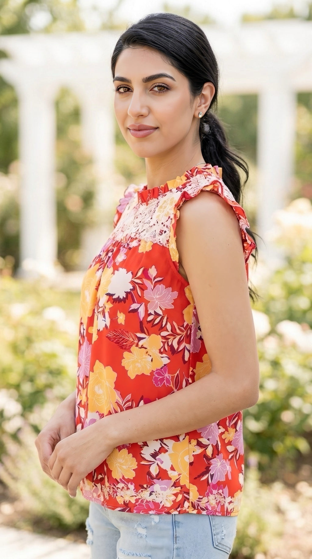 Jardinière Floral Ruffle Top