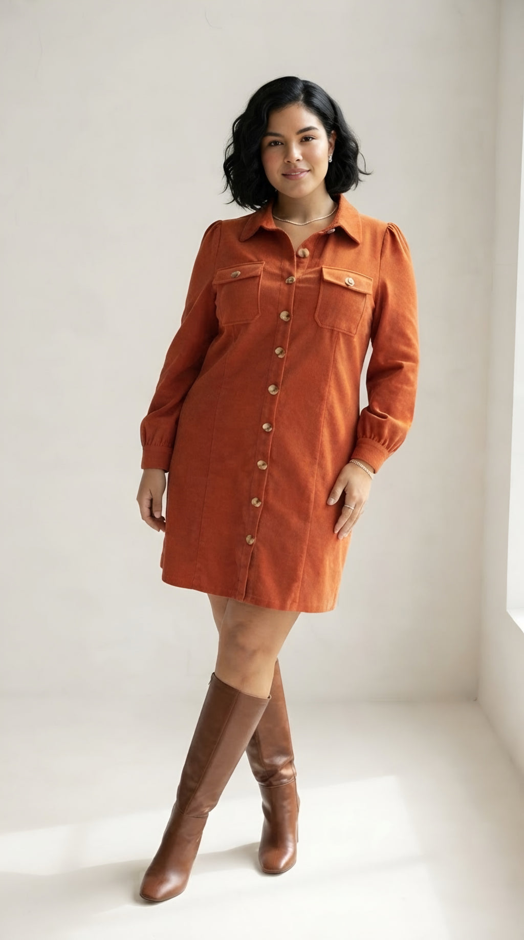 Sillage Corduroy Button-Down Dress