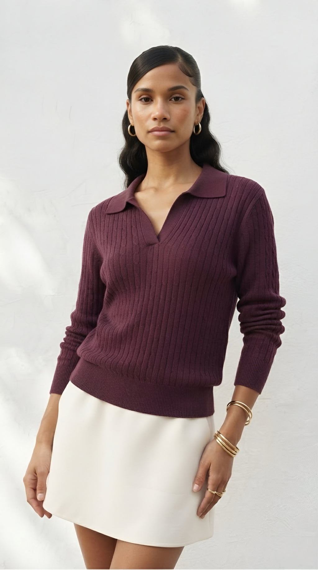 Câble Polo Knit Sweater