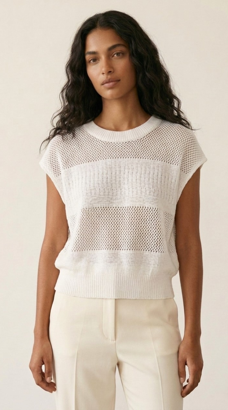 Treillis Cap Sleeve Sweater