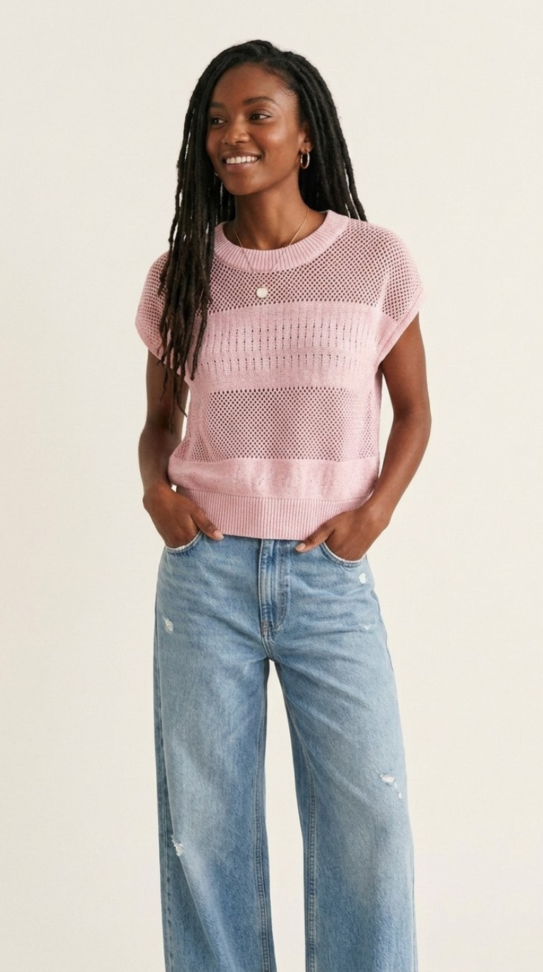 Treillis Cap Sleeve Sweater