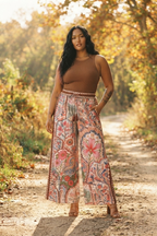 Paisley Wide Leg Drawstring Pants