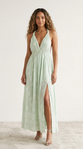 Feuille Mint Lurex Midi Dress