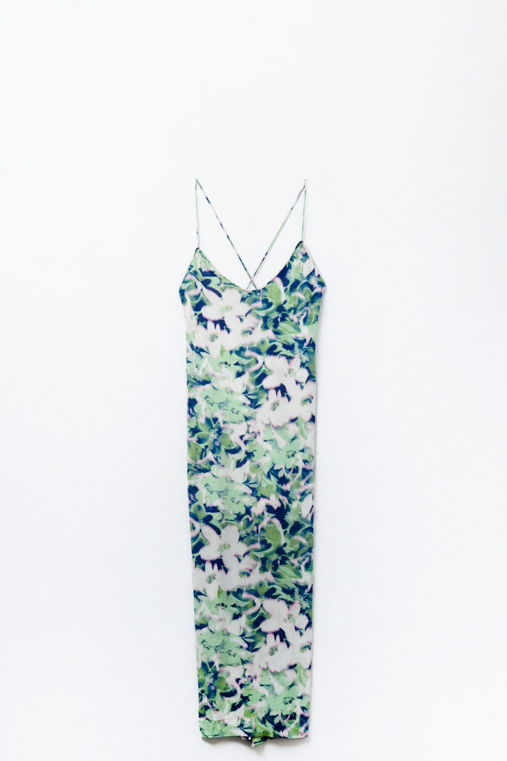 Feuillage Floral Open Back Maxi Dress