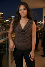 Scintilla Sequin Cowl Top