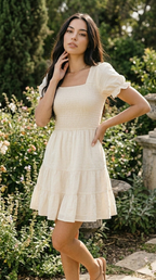 Volute Smocked Tiered Mini Dress