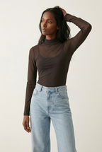 Résille Mesh Mock Neck Bodysuit