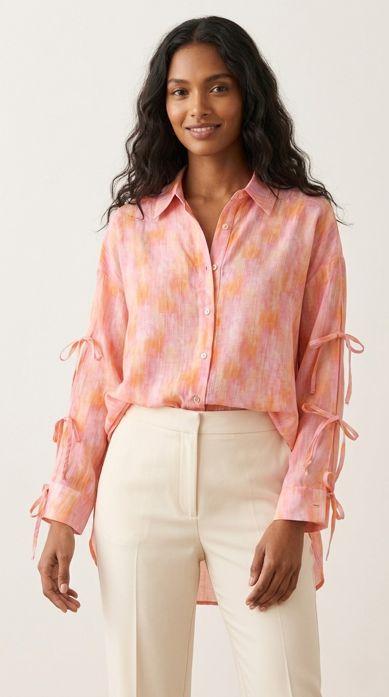 Aquarelle Tie Sleeve Blouse