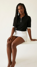 Passepoil Polo Knit Top