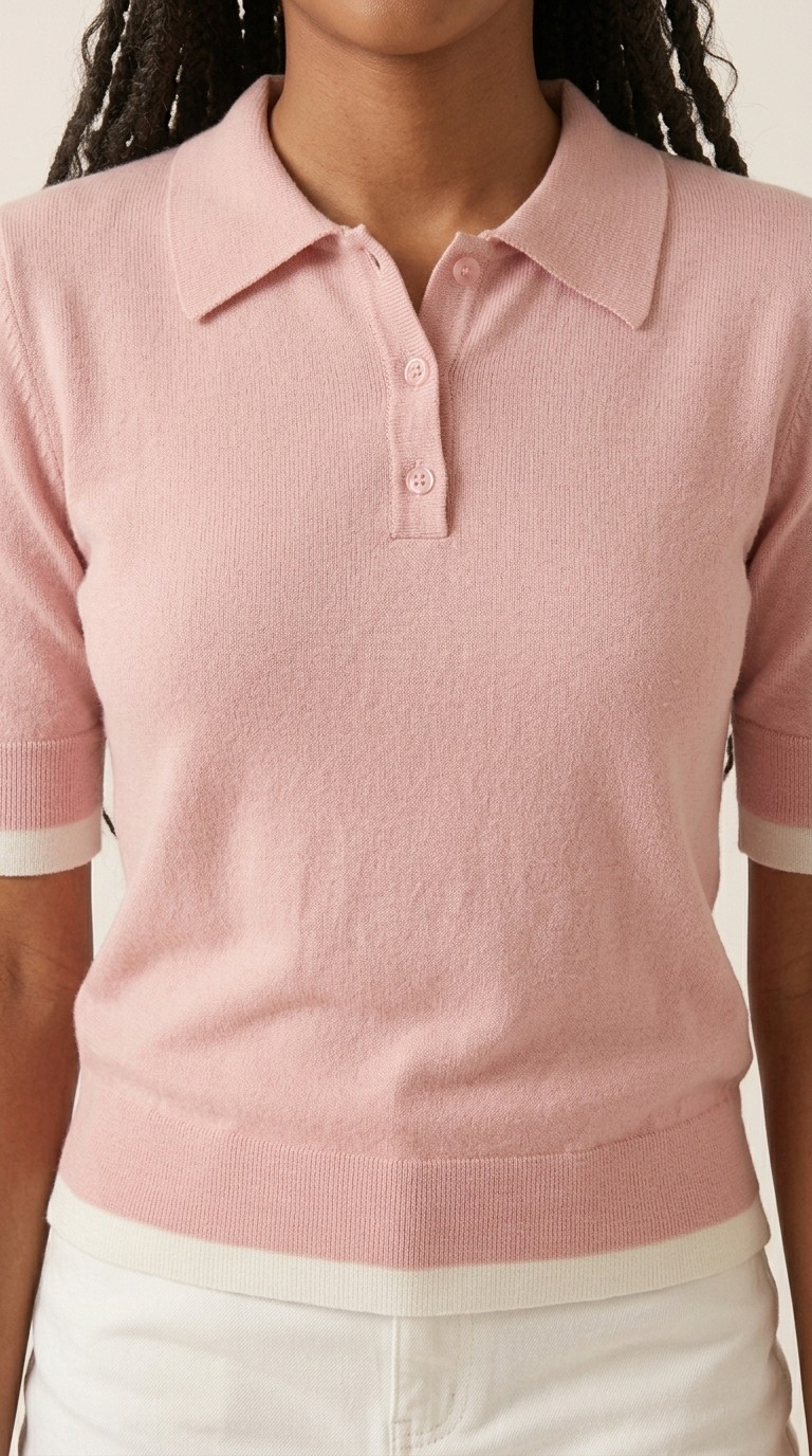 Passepoil Polo Knit Top